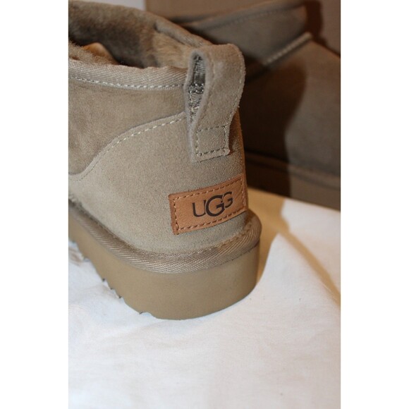 UGG WOMEN'S ULTRA MINI SUEDE SHEARLING LINED BOOTS ALP TAN SZ 9 NIB - Picture 4 of 6